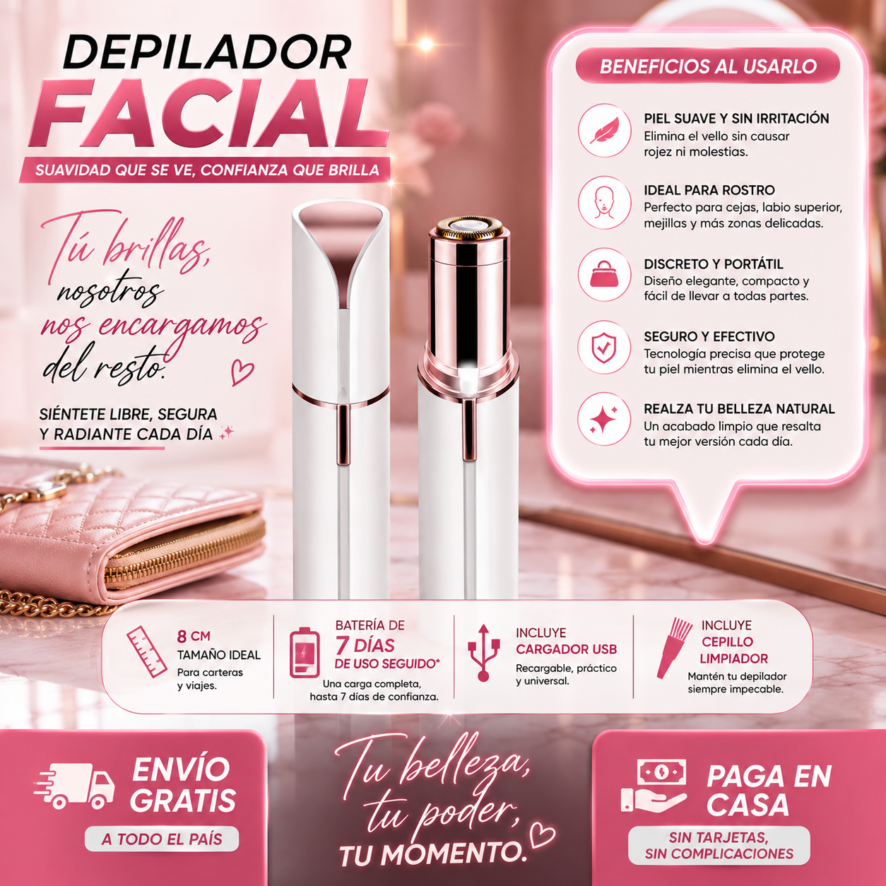 depilador mujer facial portatil