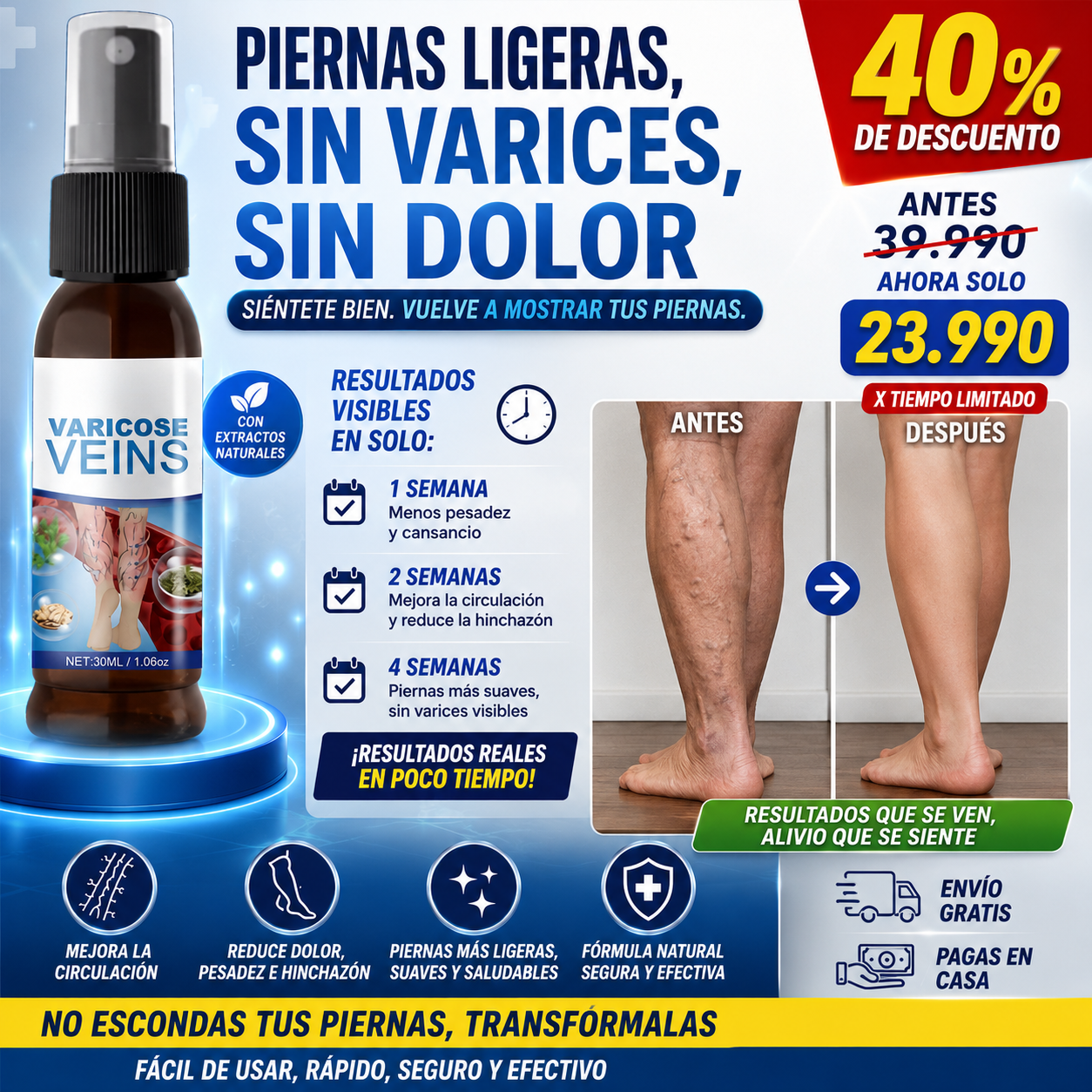 KIT VARICES SPRAY + 12 PARCH