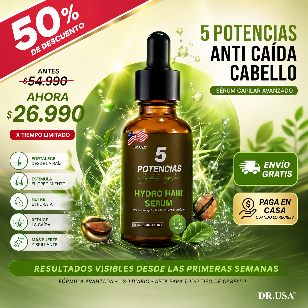 SERUM 5 POTENCIAS ANTICAIDA CABELLO