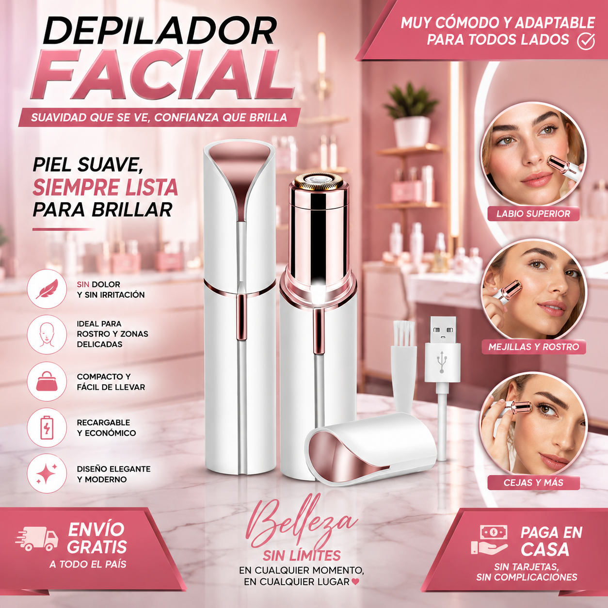 depilador mujer facial portatil