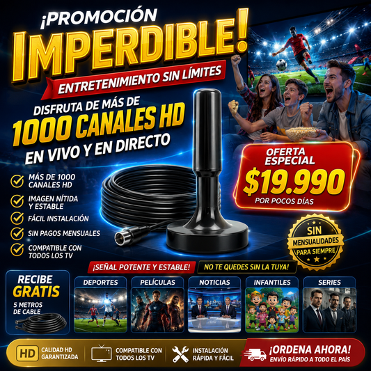 ANTENA HD EN DIRECTO + DE 1000 CANALES