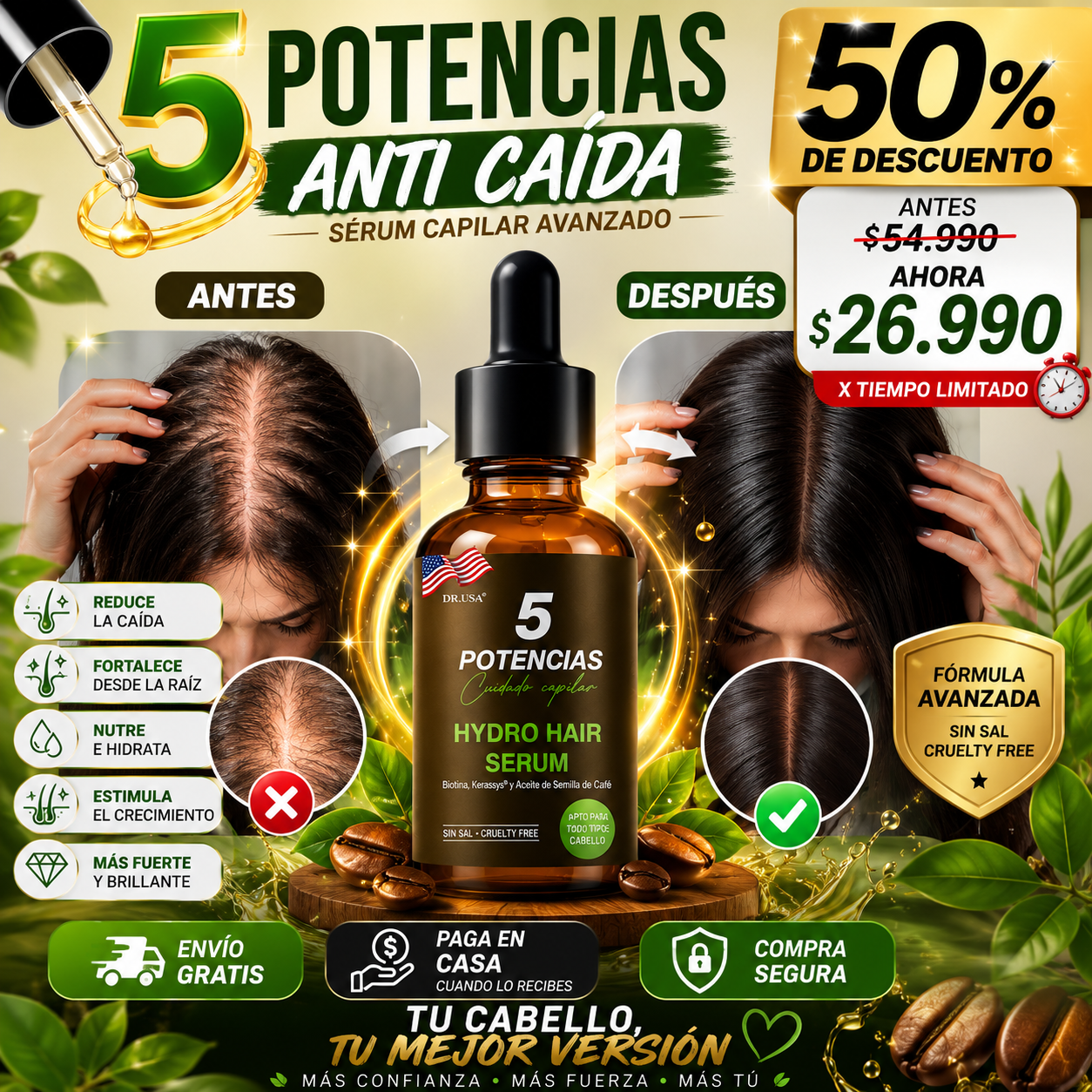 SERUM 5 POTENCIAS ANTICAIDA CABELLO