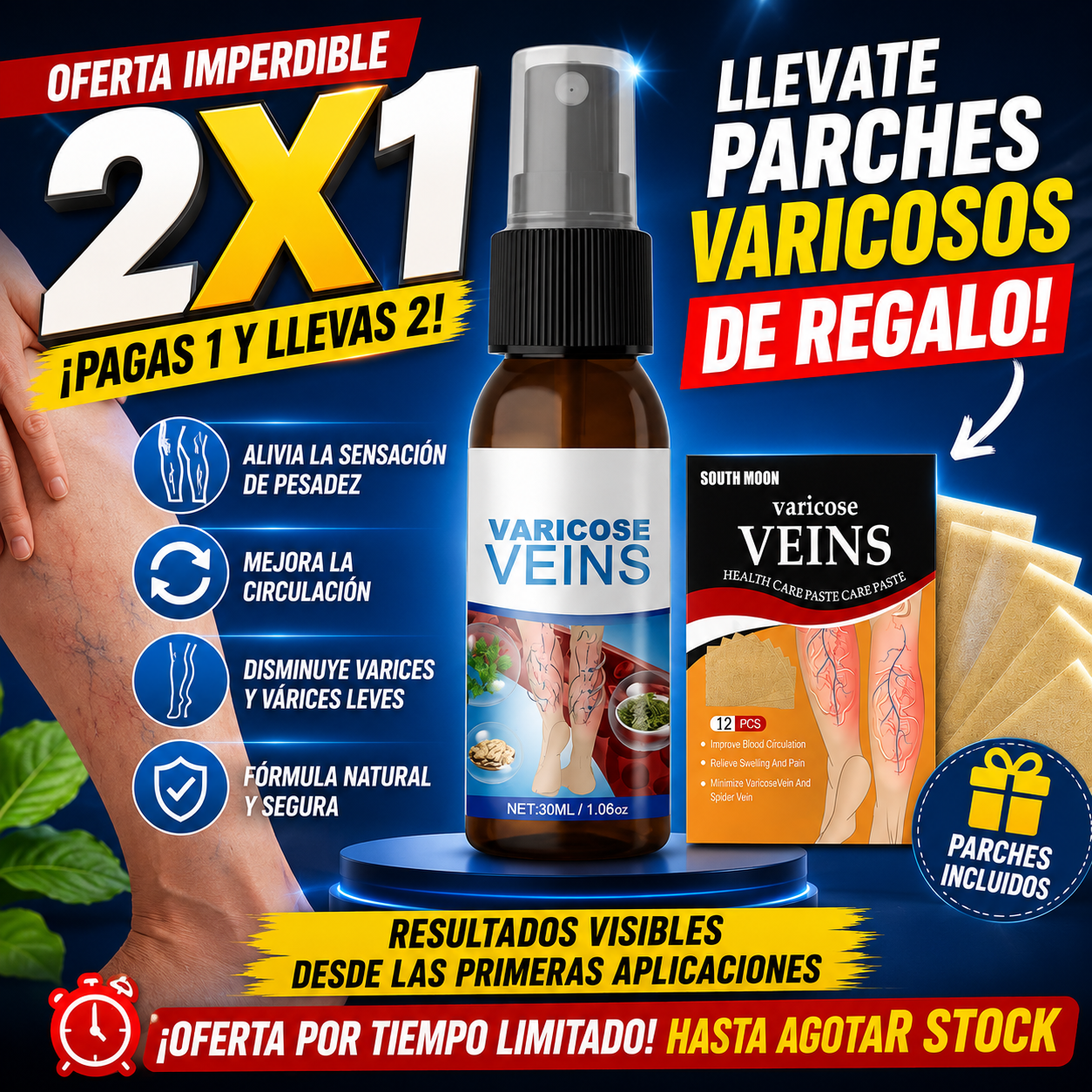 KIT VARICES SPRAY + 12 PARCHES DE REGALO